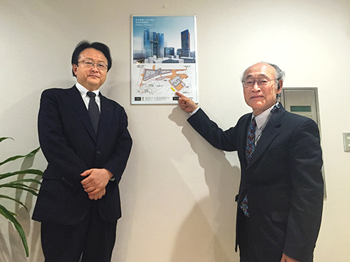 ハッチェリー１階にパネル「渋谷駅桜丘口地区市街地再開発完成予想図」を貼りました。<br />
	本日、画像を提供していただいた渋谷プロジェクト推進部事業企画グループ 伴 英明 様が来訪されました。